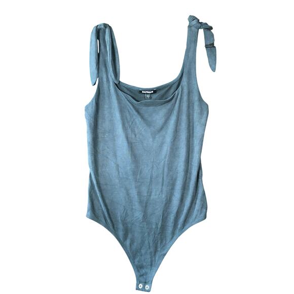 Express Womens Bodysuit Blue Sleeveless Tank Square Neck Medium - Picture 1 of 12